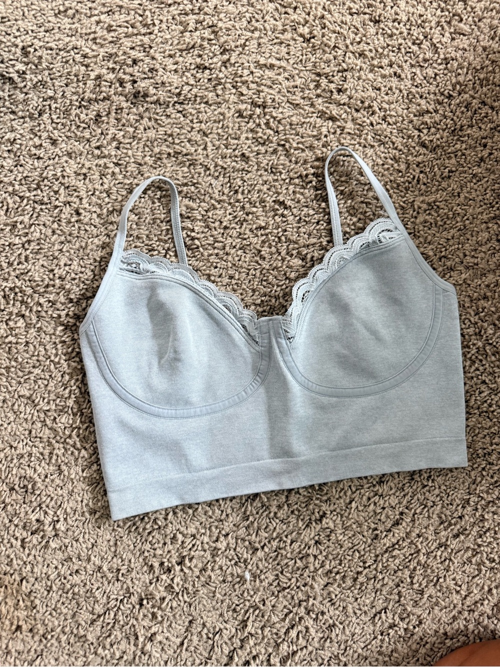 Aerie Light Gray Lace Trim Bralette